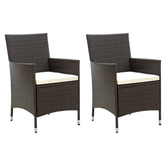 vidaXL, Krzesła ogrodowe z poduszkami, 2 szt., polirattan, brązowe vidaXL
