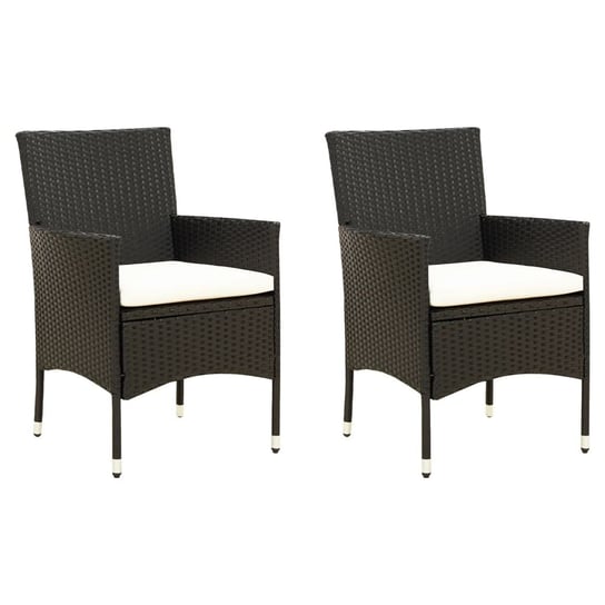 vidaXL, Krzesła ogrodowe z poduszkami, 2 szt., polirattan, czarne vidaXL