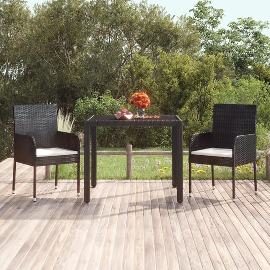 vidaXL Krzesła ogrodowe z poduszkami, 2 szt., polirattan, czarne vidaXL