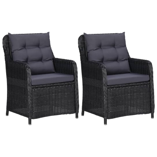 vidaXL Krzesła ogrodowe z poduszkami, 2 szt., polirattan, czarne vidaXL