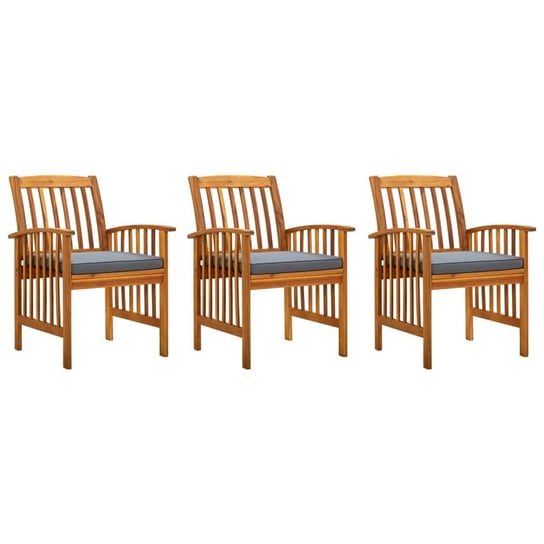 vidaXL Krzesła ogrodowe z poduszkami, 3 szt., lite drewno akacjowe vidaXL