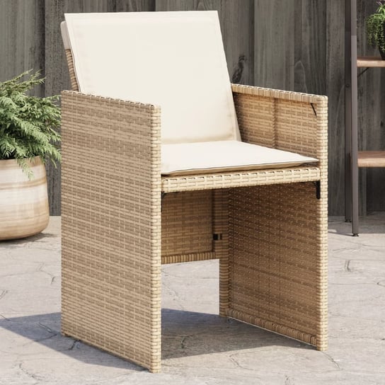 vidaXL Krzesła ogrodowe z poduszkami, 4 szt., beżowe, polirattan vidaXL
