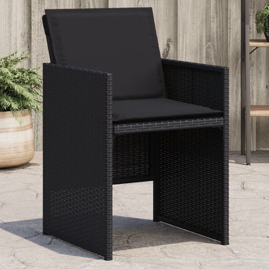 vidaXL Krzesła ogrodowe z poduszkami, 4 szt., czarne, polirattan vidaXL