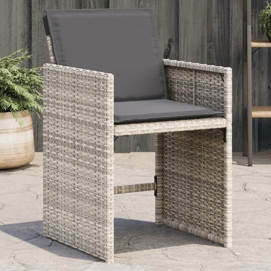 vidaXL Krzesła ogrodowe z poduszkami, 4 szt., jasnoszare, polirattan vidaXL