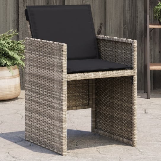 vidaXL Krzesła ogrodowe z poduszkami, 4 szt., jasnoszare, polirattan vidaXL