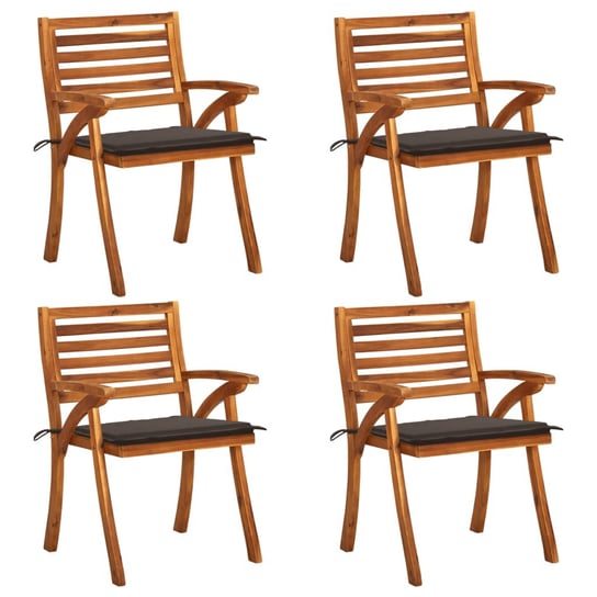 vidaXL, Krzesła ogrodowe z poduszkami, 4 szt., lite drewno akacjowe vidaXL
