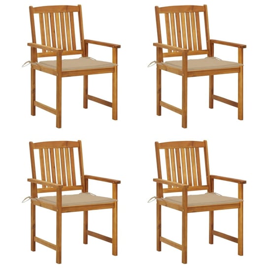 vidaXL Krzesła ogrodowe z poduszkami, 4 szt., lite drewno akacjowe vidaXL