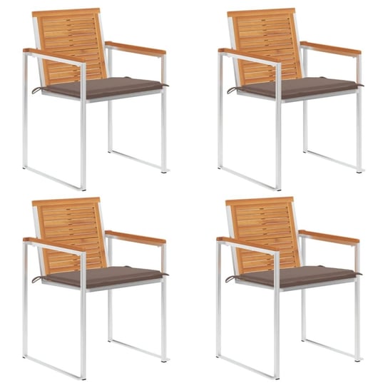 vidaXL Krzesła ogrodowe z poduszkami, 4 szt., lite drewno akacjowe vidaXL