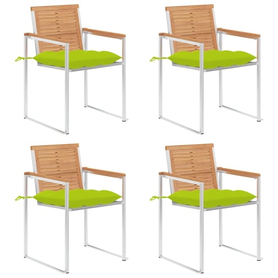 vidaXL Krzesła ogrodowe z poduszkami, 4 szt., lite drewno tekowe vidaXL