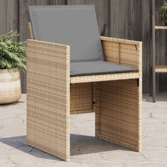 vidaXL Krzesła ogrodowe z poduszkami, 4 szt., mieszany beż, polirattan vidaXL