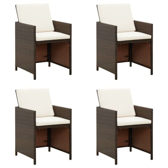 vidaXL Krzesła ogrodowe z poduszkami, 4 szt., polirattan, brązowe vidaXL