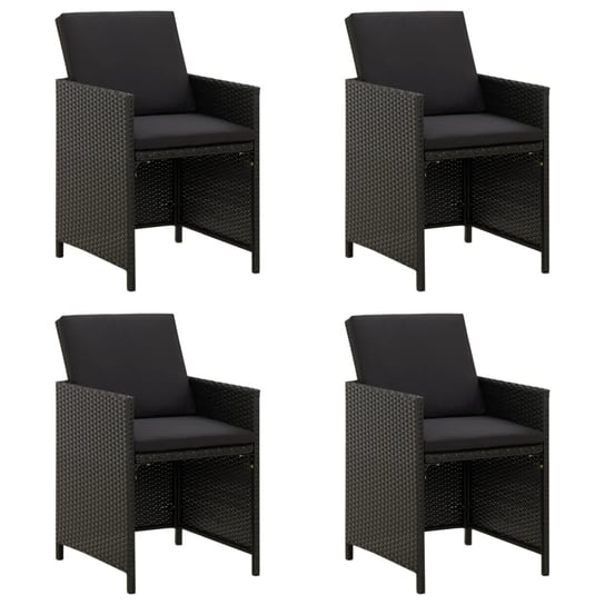 vidaXL Krzesła ogrodowe z poduszkami, 4 szt., polirattan, czarne vidaXL