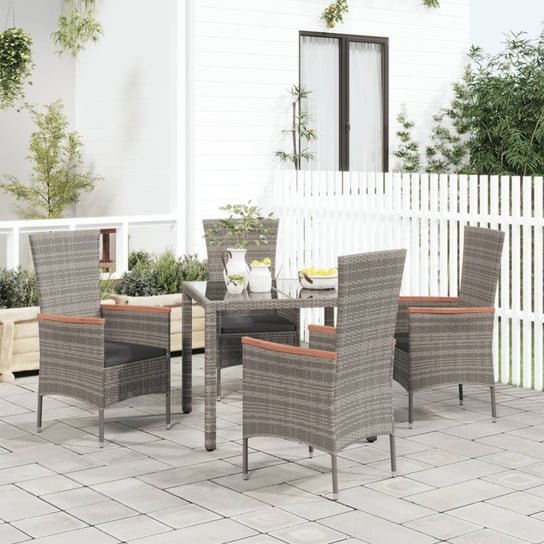 vidaXL Krzesła ogrodowe z poduszkami, 4 szt., polirattan, szare vidaXL