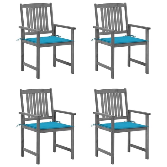 vidaXL Krzesła ogrodowe z poduszkami, 4 szt., szare, akacjowe vidaXL
