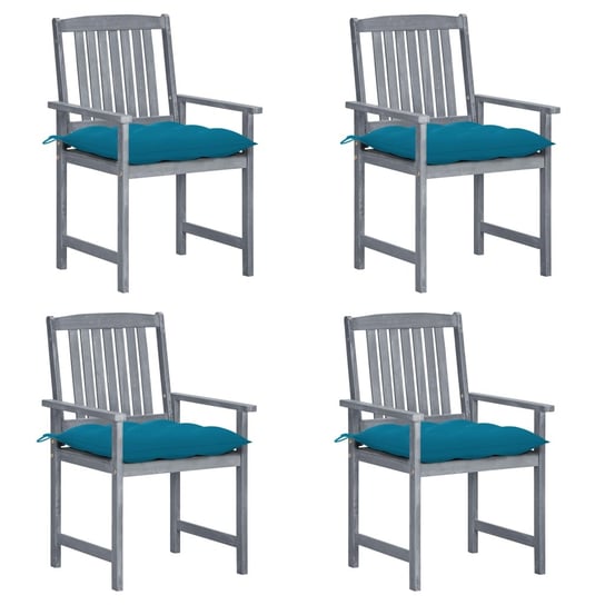 vidaXL Krzesła ogrodowe z poduszkami, 4 szt., szare, akacjowe vidaXL