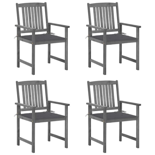 vidaXL Krzesła ogrodowe z poduszkami, 4 szt., szare, drewno akacjowe vidaXL