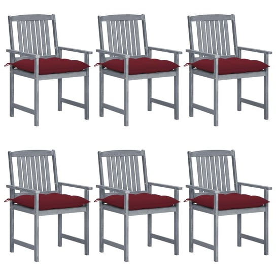 vidaXL, Krzesła ogrodowe z poduszkami, 6 szt., drewno akacjowe, szare vidaXL