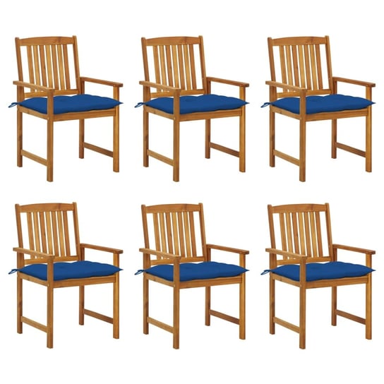 vidaXL Krzesła ogrodowe z poduszkami, 6 szt., lite drewno akacjowe vidaXL