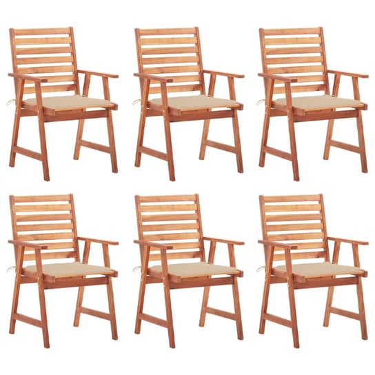 vidaXL, Krzesła ogrodowe z poduszkami, 6 szt., lite drewno akacjowe vidaXL