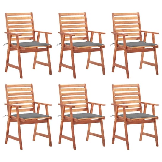 vidaXL, Krzesła ogrodowe z poduszkami, 6 szt., lite drewno akacjowe vidaXL