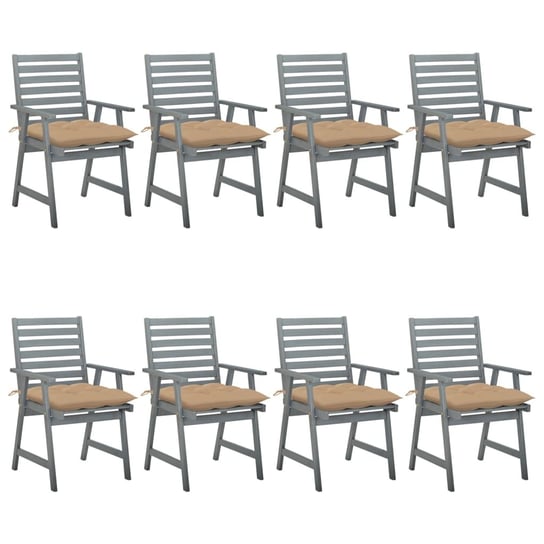 vidaXL Krzesła ogrodowe z poduszkami, 8 szt., lite drewno akacjowe vidaXL