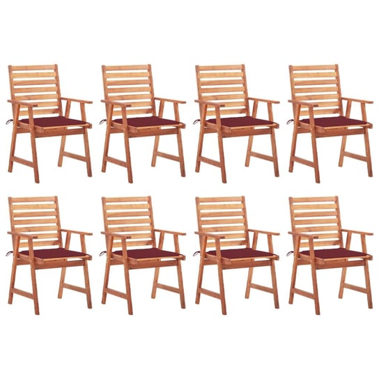 vidaXL, Krzesła ogrodowe z poduszkami, 8 szt., lite drewno akacjowe vidaXL
