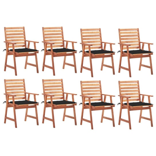 vidaXL, Krzesła ogrodowe z poduszkami, 8 szt., lite drewno akacjowe vidaXL
