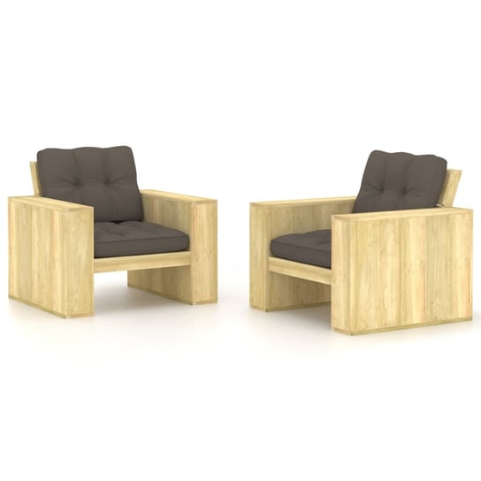 vidaXL, Krzesła ogrodowe z poduszkami w kolorze taupe, 2 szt., drewno vidaXL