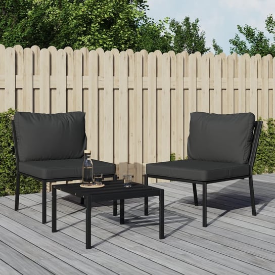vidaXL Krzesła ogrodowe z szarymi poduszkami, 2 szt, 60x74x79 cm, stal vidaXL
