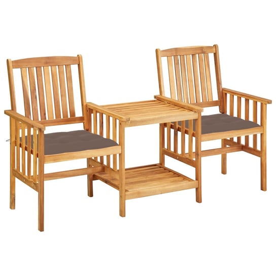 vidaXL Krzesła ogrodowe ze stolikiem i poduszkami, drewno akacjowe vidaXL