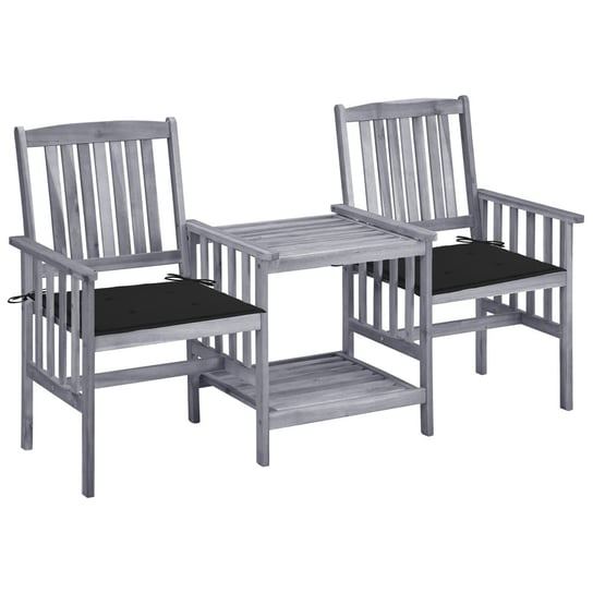 vidaXL Krzesła ogrodowe ze stolikiem i poduszkami, drewno akacjowe vidaXL