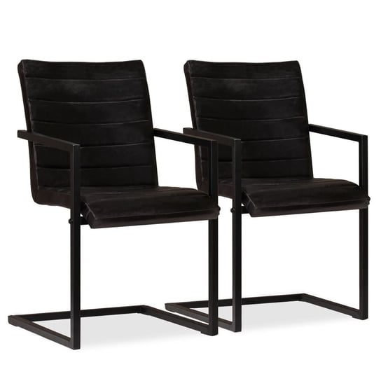vidaXL Krzesła stołowe, 2 szt., antracytowe, skóra naturalna vidaXL