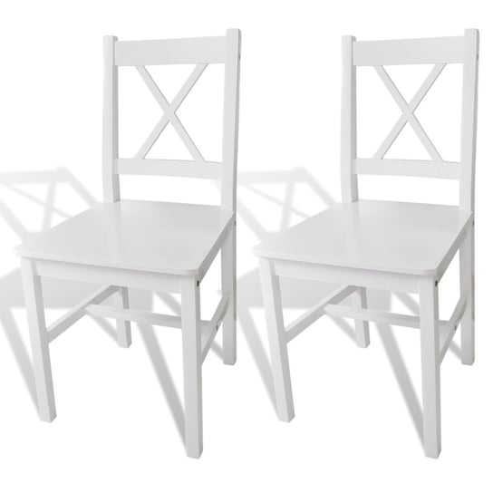 vidaXL Krzesła stołowe, 2 szt., białe, drewno sosnowe vidaXL
