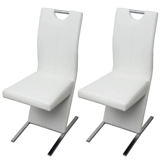 vidaXL Krzesła stołowe, 2 szt., białe, obite sztuczną skórą vidaXL