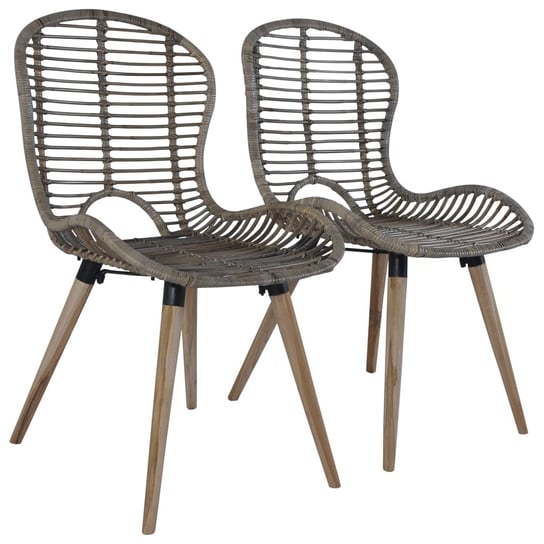 vidaXL Krzesła stołowe, 2 szt., brązowe, naturalny rattan vidaXL