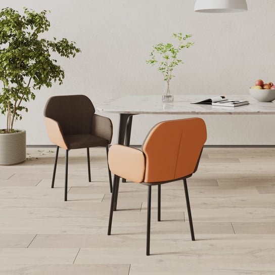 vidaXL Krzesła stołowe, 2 szt., brązowe, tkanina i sztuczna skóra vidaXL