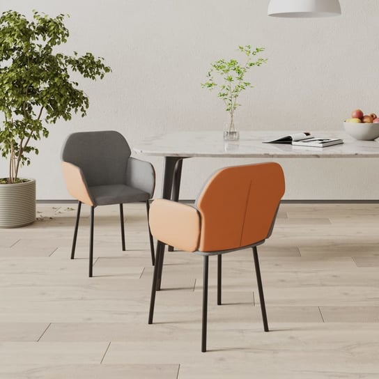 vidaXL Krzesła stołowe, 2 szt., jasnoszare, tkanina i sztuczna skóra vidaXL