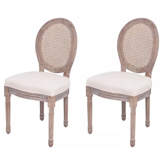 vidaXL Krzesła stołowe, 2 szt., kremowe, obite tkaniną vidaXL