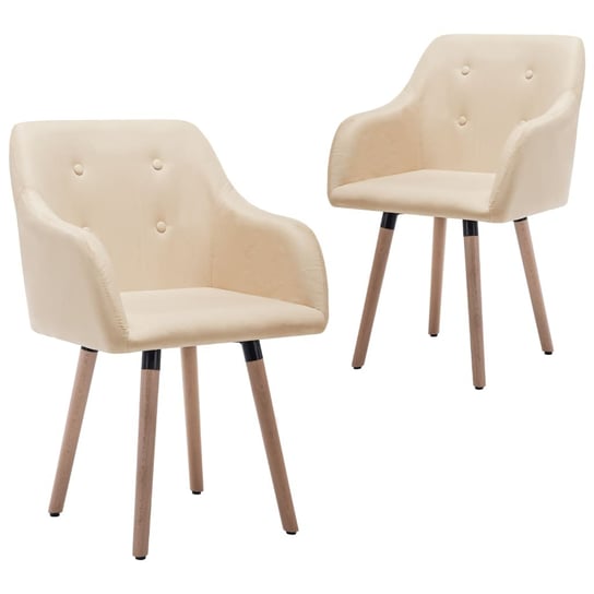 vidaXL Krzesła stołowe, 2 szt., kremowe, tapicerowane tkaniną vidaXL