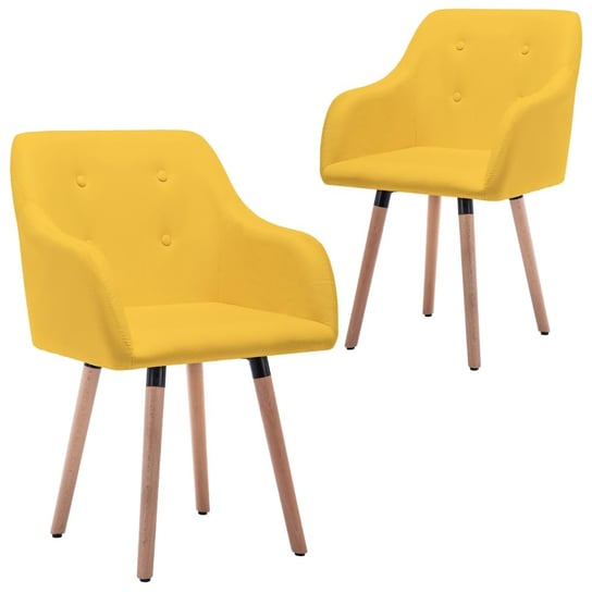 vidaXL Krzesła stołowe, 2 szt., musztardowe, tapicerowane tkaniną vidaXL