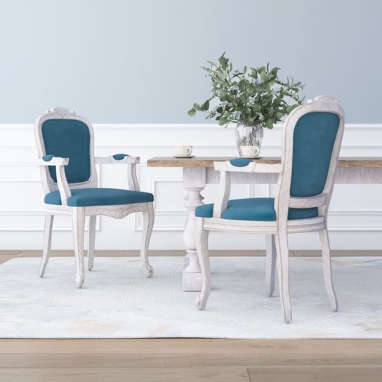 vidaXL Krzesła stołowe, 2 szt., niebieskie, 62x59,5x100,5 cm, aksamit vidaXL