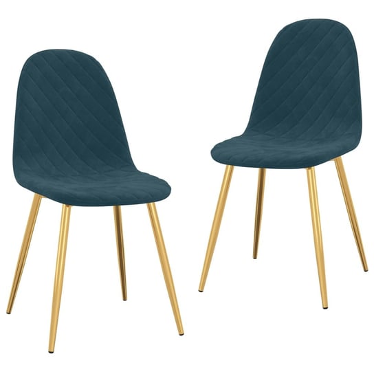 vidaXL Krzesła stołowe, 2 szt., niebieskie, aksamitne vidaXL