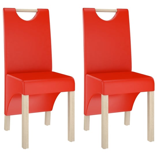 vidaXL Krzesła stołowe, 2 szt., winna czerwień, obite sztuczną skórą vidaXL