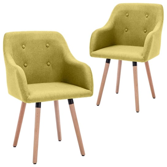 vidaXL Krzesła stołowe, 2 szt., zielone, tapicerowane tkaniną vidaXL