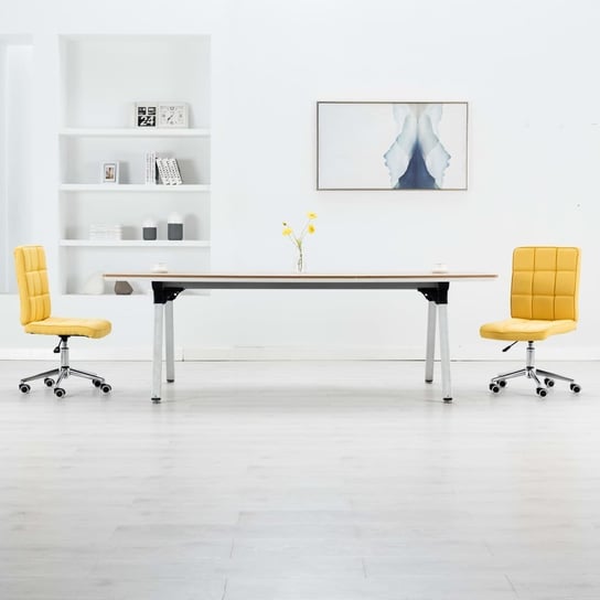 vidaXL Krzesła stołowe, 2 szt., żółte, tapicerowane tkaniną vidaXL