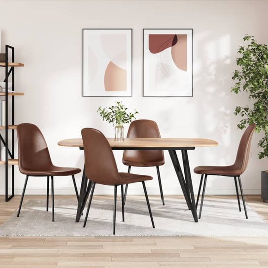 vidaXL Krzesła stołowe, 4 szt., 45x53,5x83 cm, lśniący brąz, ekoskóra vidaXL