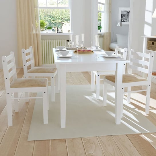 vidaXL Krzesła stołowe, 4 szt., białe, drewno kauczukowe i aksamit vidaXL