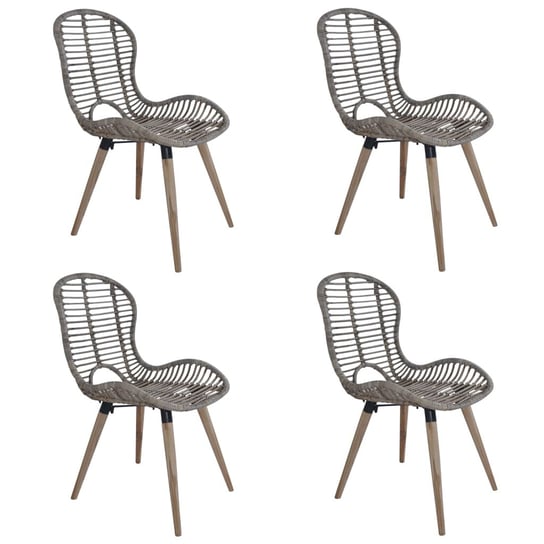 vidaXL Krzesła stołowe, 4 szt., brązowe, naturalny rattan vidaXL