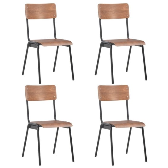 vidaXL Krzesła stołowe, 4 szt., brązowe, sklejka i stal vidaXL