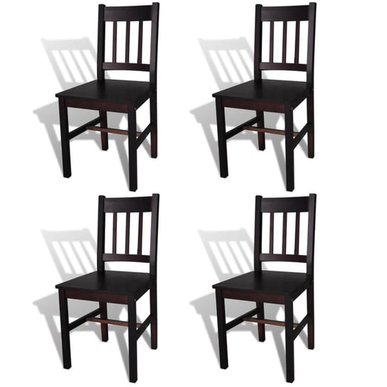 vidaXL Krzesła stołowe, 4 szt., ciemnobrązowe, drewno sosnowe vidaXL